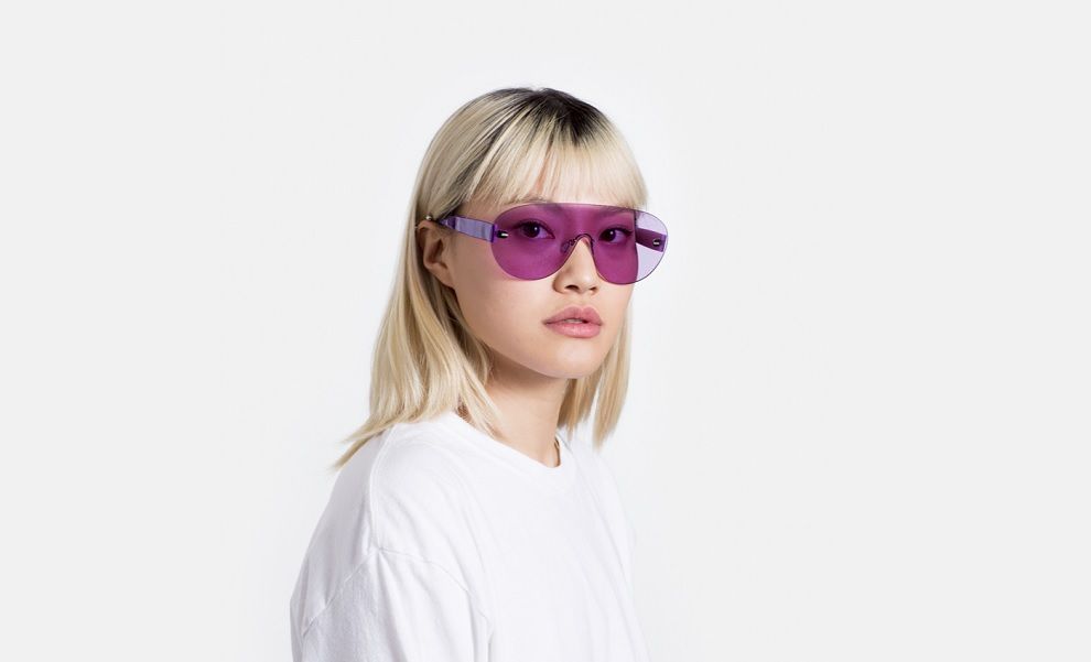 occhiali a mascherina viola super sunglasses modello palma primavera 2017