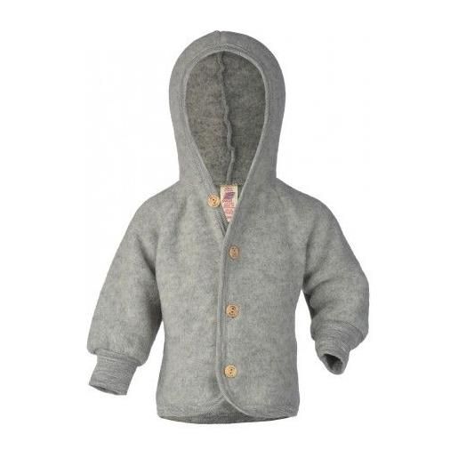 Engel giacca baby con cappuccio in pile di lana -col. Grigio