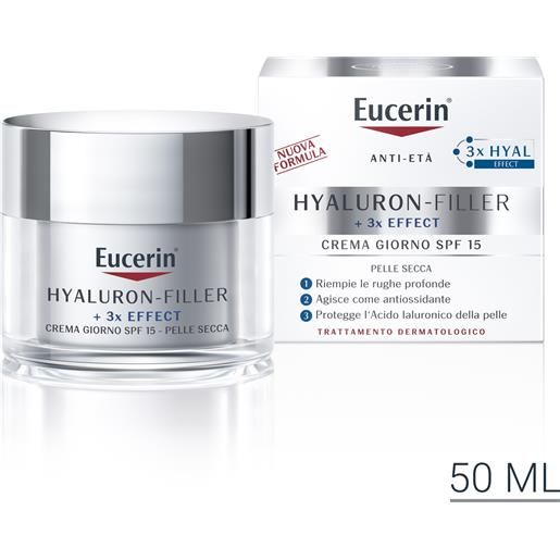 BEIERSDORF SPA eucerin hyaluron filler + 3x effect crema giorno spf15 - crema viso con protezione solare per pelle secca - 50 ml