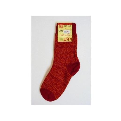 Hirsch Natur calzino corto in lana sottile, motivo norvegese rosso