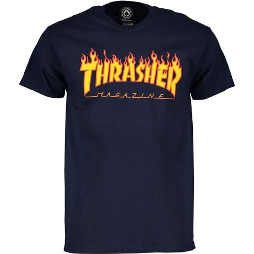 THRASHER t-shirt thrasher magazine flame logo blu