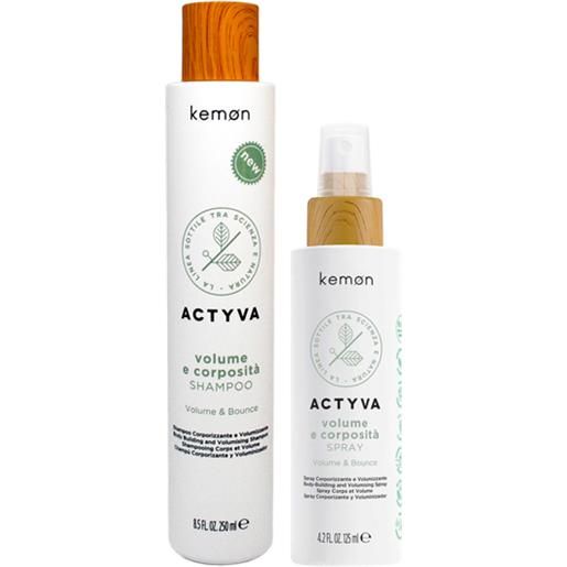 Kemon actyva volume e corposità kit shampoo 250 ml + spray 125 ml