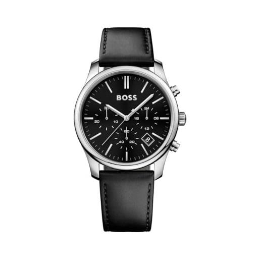 Boss orologio con cronografo al quarzo da uomo con cinturino in pelle nero - 1513430