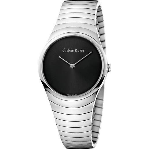 Calvin Klein whirl / orologio donna / quadrante nero / cassa e bracciale acciaio