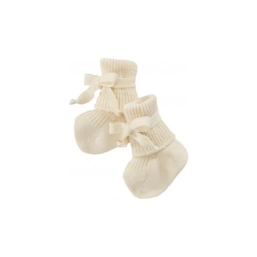 Hirsch Natur calzino neonato in lana con laccetti