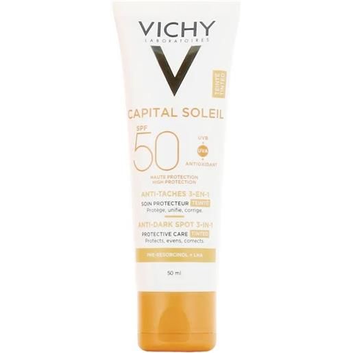 Vichy Sole vichy capital soleil - anti-macchie 3 in 1 protezione viso spf50+ colorata, 50ml
