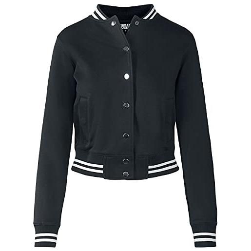 Urban Classics ladies college sweat jacket felpa a giacca, nero(blk/blk), 3xl donna