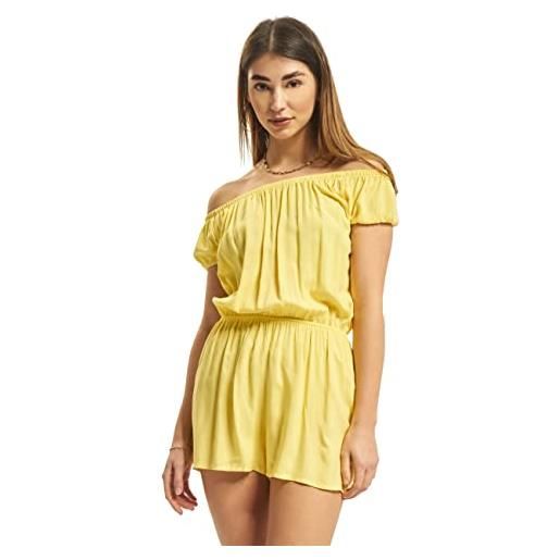 Urban Classics ladies off shoulder short jumpsuit tuta intera, giallo (bright-yellow 01684), medium donna