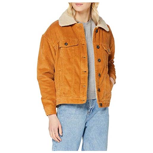 Urban Classics ladies oversize sherpa corduroy jacket giacca in jeans, toffee/beige, xl donna