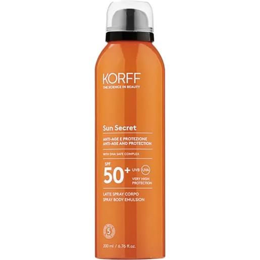 KORFF Srl korff sun secret anti-age latte spray corpo spf50+ 200ml - protezione solare avanzata contro l'invecchiamento cutaneo