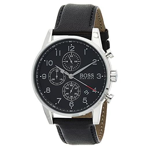 Boss orologio con cronografo al quarzo da uomo con cinturino in pelle nero - 1513678