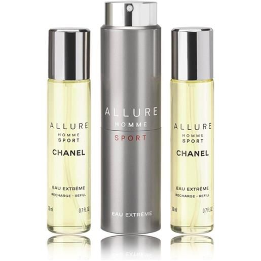 Chanel allure homme sport eau extreme vaporizzatore da viaggio ricaricabile 3x20 ml