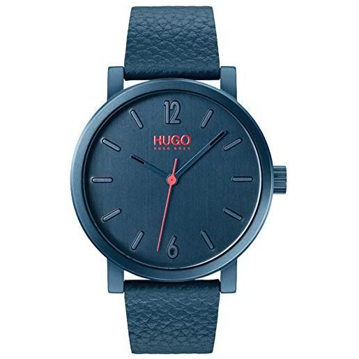 Hugo orologio analogico al quarzo da uomo con cinturino in pelle blu - 1530116