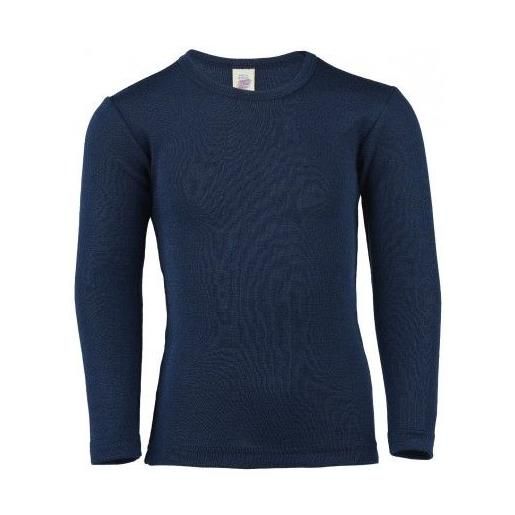 Engel maglietta a manica lunga in lana seta -col. Blu marine
