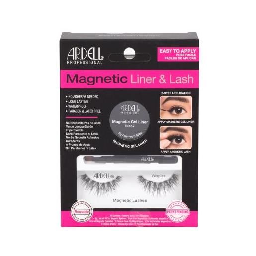 Ardell magnetic liner & lash wispies tonalità black cofanetti ciglia finte wispies 1 paio + eyeliner magnetico 2 g black + pennello per eyeliner 1 pz