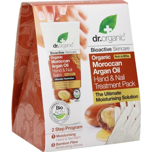 OPTIMA NATURALS Srl dr organic - argan hand cream pack con guanto in bambù, idratazione intensiva per mani morbide e setose