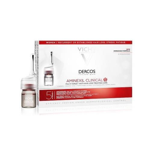 Vichy dercos aminexil 5 donna trattamento anti-caduta per capelli forti 21 fiale