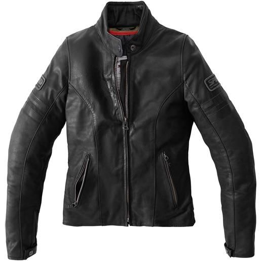DR199 Giacca In Pelle Da Motociclista Donna Hard Ride - Vera Pelle Nappa, Modello Brando, Nero, Con Cintura E Zip YKK