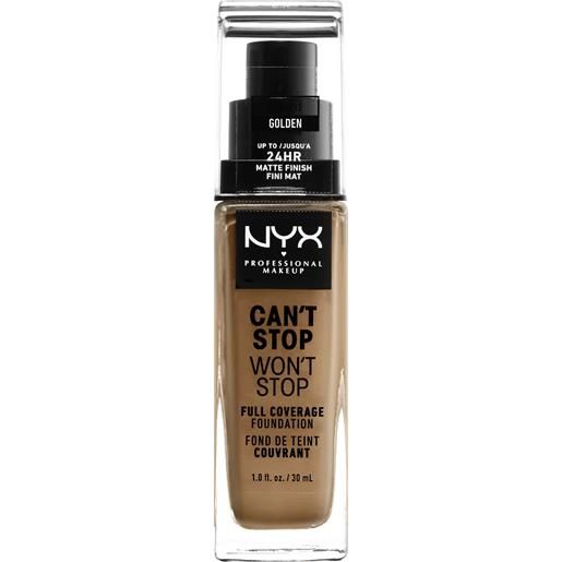 Nyx Professional MakeUp can't stop won't stop full coverage foundation fondotinta liquido, fondotinta crema golden