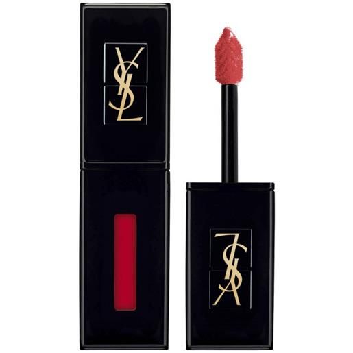 Yves saint laurent labbra rouge pur couture vernis à lèvres vinyl cream, 411-rythm-red