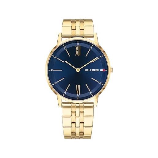 Tommy Hilfiger orologio analogico al quarzo da uomo con cinturino in acciaio inossidabile dorato - 1791513