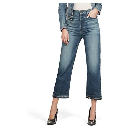 G-STAR RAW women's tedie ultra high straight ripped edge ankle c jeans, blu (worn in atlas d16797-b767-b136), 32w / 32l