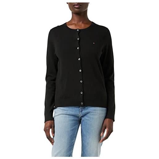 Tommy Hilfiger heritage button-up cardigan, donna, s, nero (masters black)