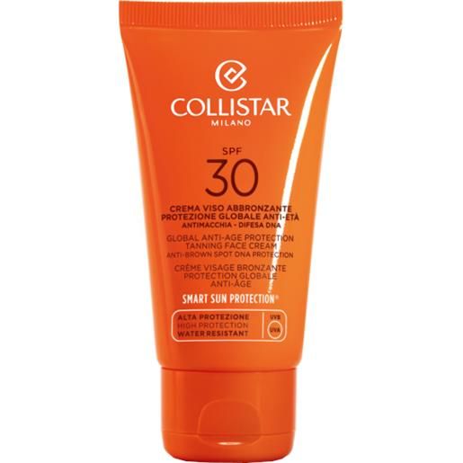 Collistar crema viso abbronzante protezione globale anti eta antimacchia difesa dna spf 30 water resistant 50 ml