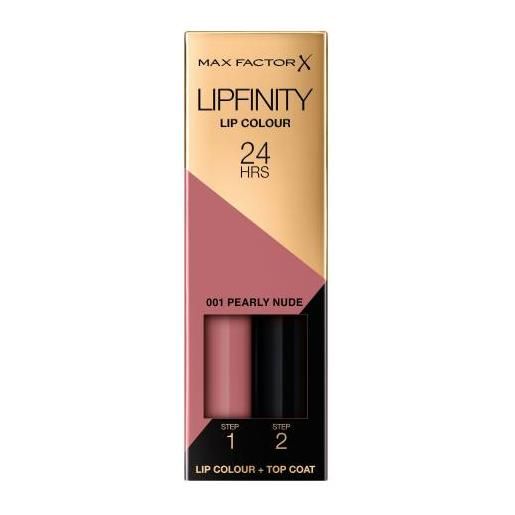 Max Factor lipfinity 24hrs lip colour rossetto a lunga durata con il balsamo per la cura delle labbra 4.2 g tonalità 001 pearly nude