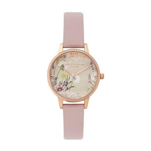 Olivia Burton orologio analogico al quarzo da donna con cinturino in pelle eco-compatibile rosa - ob16sg04