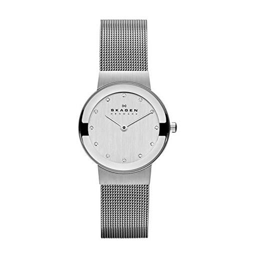 Skagen freja orologio per donna, movimento al quarzo con cinturino in acciaio inossidabile o in pelle, tono argento, 26mm