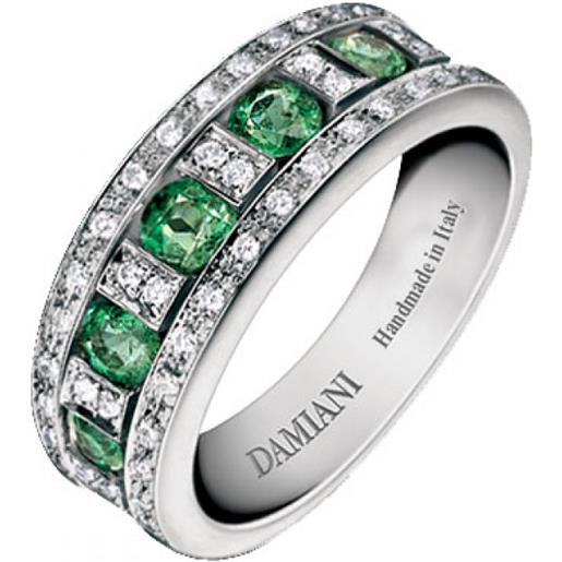 Damiani anello in oro bianco, diamanti e smeraldi
