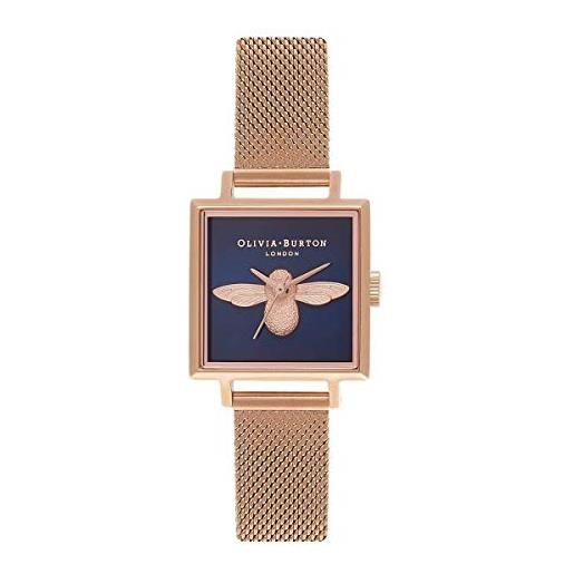 Olivia Burton orologio analogico al quarzo da donna con cinturino in maglia metallica in acciaio inossidabile color oro rosa - ob16am96