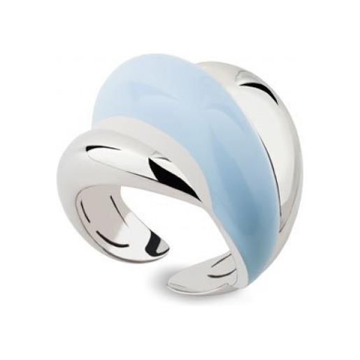 Damiani anello in argento e diamante con smalto azzurro