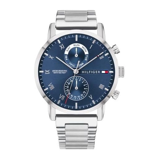 Tommy Hilfiger orologio analogico multifunzione al quarzo da uomo con cinturino in acciaio inossidabile argentato - 1710401