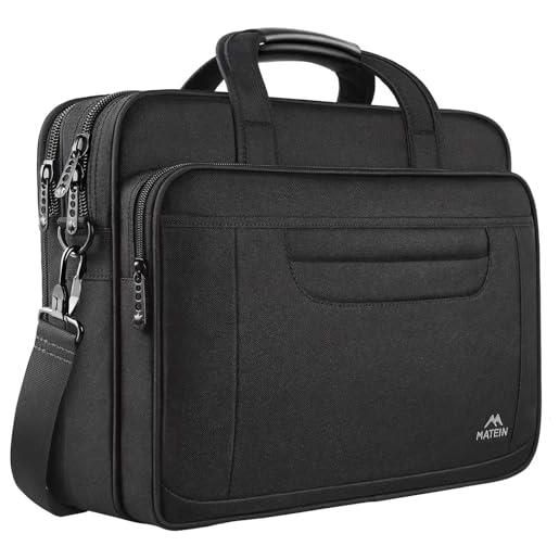 MATEIN borsa per laptop, valigetta multifunzionale da 15.6 pollici, impermeabile borsa notebook multifunzionale borsa messenger, borsa porta documenti e pc per uomo/viaggio - nero