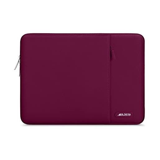 MOSISO laptop custodia borsa compatibile con mac. Book air 13 m3 a3113 m2 a2681 m1 a2337 a2179 a1932 2018-2024/pro 13 a2289 a2159 a1989 a1708, poliestere manica verticale con tasca, vino rosso