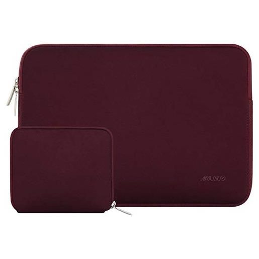 MOSISO laptop sleeve compatibile con mac. Book pro 16 2023-2019 m3 a2991 m2 a2780 m1 a2485 a2141/pro retina 15 a1398, 15-15,6 pollici notebook, neoprene borsa custodia con piccolo case, vino rosso
