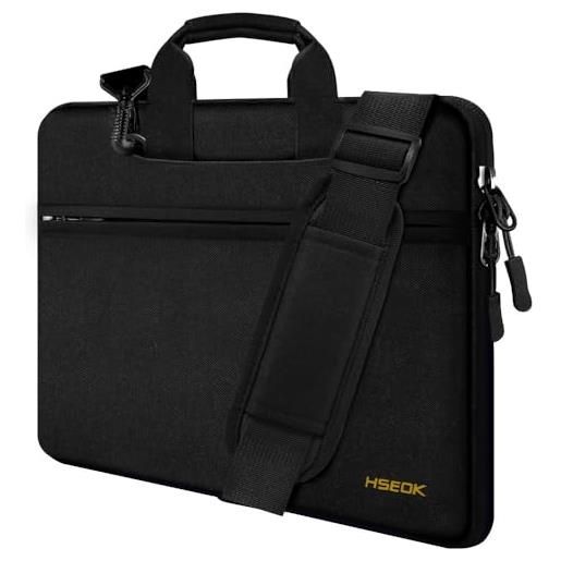 HSEOK borsa a tracolla per notebook, borsa porta laptop super sottile e impermeabile, fino a 15-15.6-16 pollici, b02k01