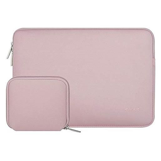 MOSISO laptop custodia pc portatil compatibile con mac. Book air 15 m3 a3114 m2 a2941 2023 2024/pro 15,15 surface laptop 5, dell xps 15, hp stream 14, neoprene borsa con piccolo case, baby rosa