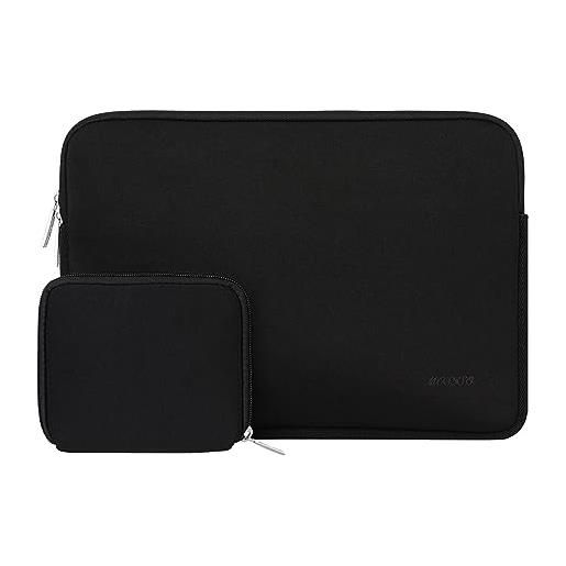 MOSISO laptop sleeve compatibile con mac. Book air 15 m2 a2941 2023/pro 15 touch bar, 15 surface laptop 5/4/3, dell xps 15 plus, hp stream 14, neoprene borsa custodia con piccolo case, nero