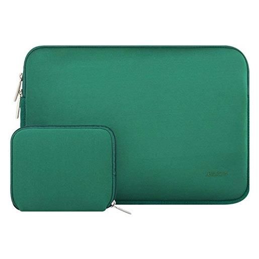 MOSISO laptop custodia pc portatil compatibile con mac. Book air/pro, 13-13,3 pollici notebook, compatibile con mac. Book pro 14 m3 m2 m1 pro max 2024-2021, neoprene borsa con piccolo case, verde pavone