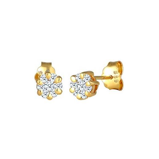 DIAMORE elli diamonds orecchini donne fiore con diamante (0,24 ct. ) in oro giallo 585