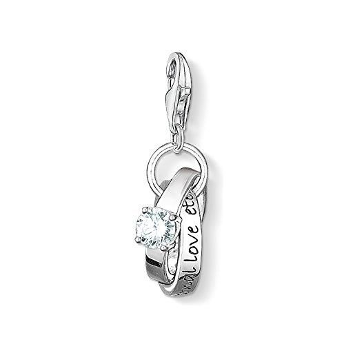 Thomas Sabo charm club fede nuziale con pendente da donna in argento sterling 925 0673-051-14, joint rings charm silver