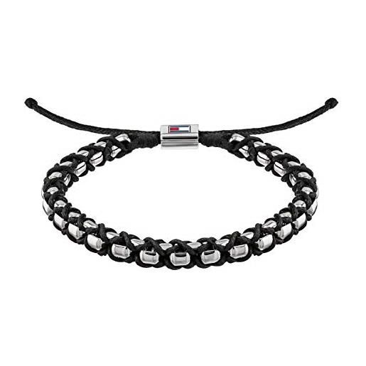 Tommy Hilfiger jewelry braccialetto da uomo cord & chain nero - 2790182
