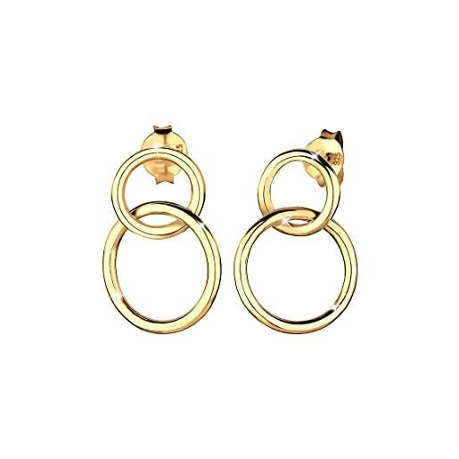 Elli orecchini orecchini da donna, cerchi in stile geometrico minimal, in argento sterling 925