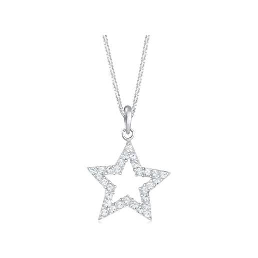 Elli collana donna ciondolo stella astro con cristalli in argento sterlino 925