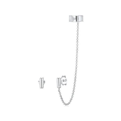 Elli orecchini donne clip per orecchio morsa asimmetrico minimale geo in argento sterlino 925