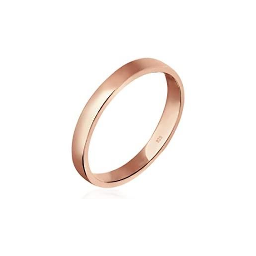 Elli anello da donna, in argento 925, placcato oro rosa, misura 58