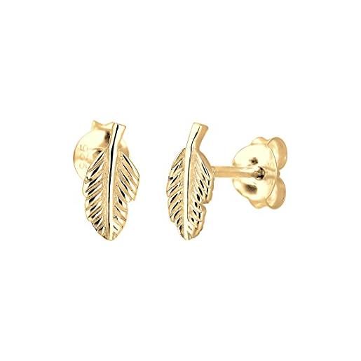 Elli orecchini a perno da donna in argento 925, placcati oro giallo